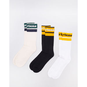 Dr. Martens Athletic Sock 3PK White Cotton Blend & Black Cotton Blend & Yellow Cotton Blend S