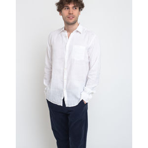 Knowledge Cotton Larch Long Sleeve Linen Shirt - Vegan 1010 Bright White M