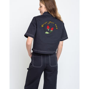 Lazy Oaf Grow Your Own Roses Zip Shirt Navy Blue XS