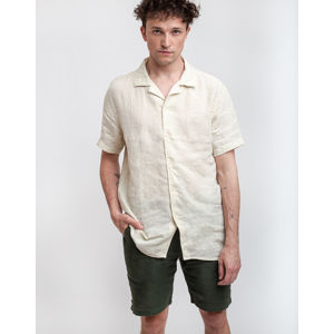 Wax London Didcot Short Sleeve Shirt Oyster Gray Linen S