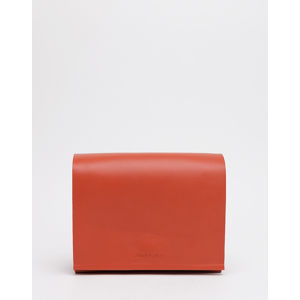 about leather hand bag flame orange