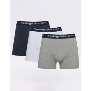 Knowledge Cotton 3 Pack Solid Colored Underwear With Navy Elastic 1012 Grey Melange M